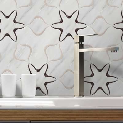 Samistone Bianco Carrara Collection Waterjet Marble Irregular Mosaic Wall Tile