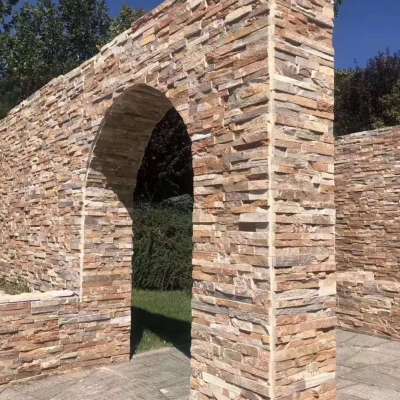 Samistone Best Yellow Wood Grain Wall Thin Chips Cement Cultured Stone Panels