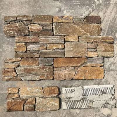 Samistone Cheap Yellow Wood Grain Wall Cladding Cement Stone Panel