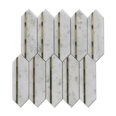 Samistone Marble Mixed Stainless Steel Waterjet Mosaic Tile for Backsplash